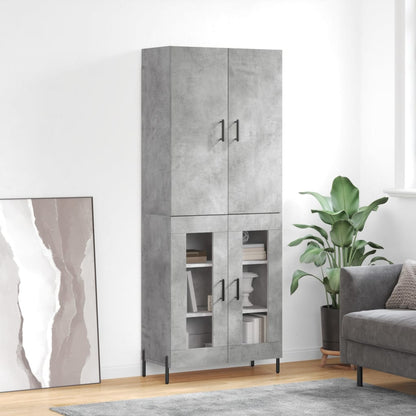 Hoge Kast 69,5X34X180 Cm Bewerkt Hout Betongrijs