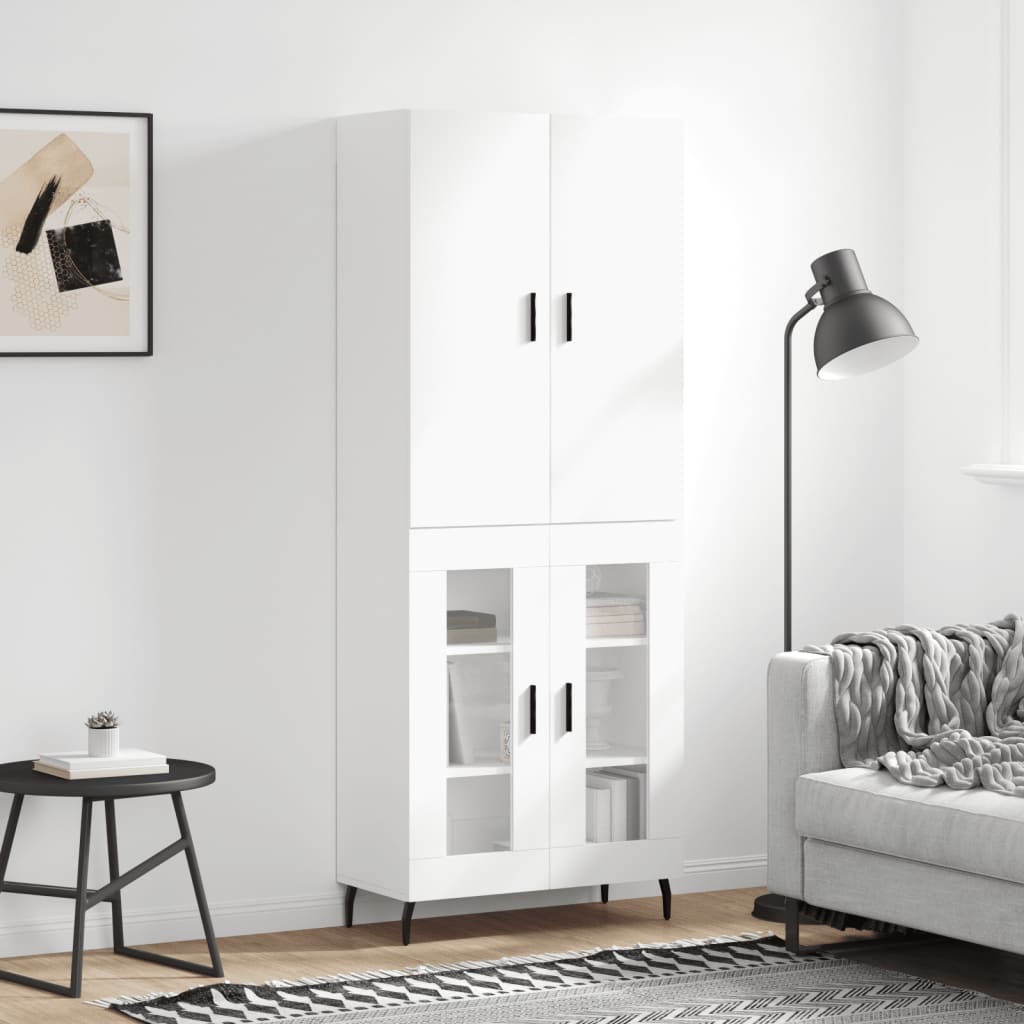 Hoge Kast 69,5X34X180 Cm Bewerkt Hout Wit