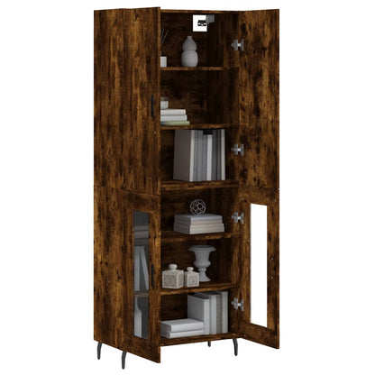 Hoge kast 69,5x34x180 cm bewerkt hout gerookt eikenkleurig