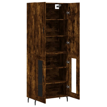 Hoge kast 69,5x34x180 cm bewerkt hout gerookt eikenkleurig