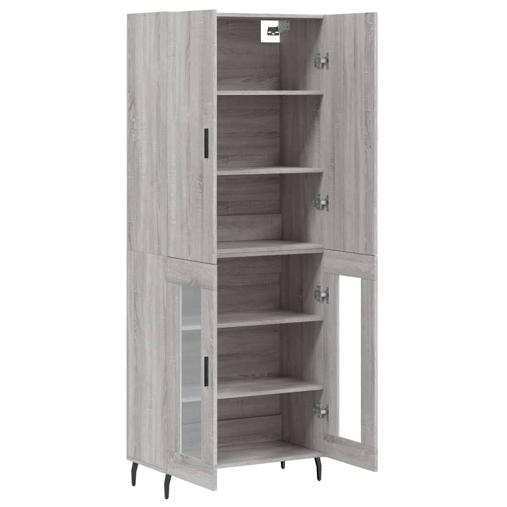 Hoge Kast 69,5X34X180 Cm Bewerkt Hout Grijs Sonoma Eikenkleurig