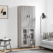 Hoge kast 69,5x34x180 cm bewerkt hout grijs sonoma
