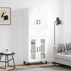 Hoge kast 69,5x34x180 cm bewerkt hout wit