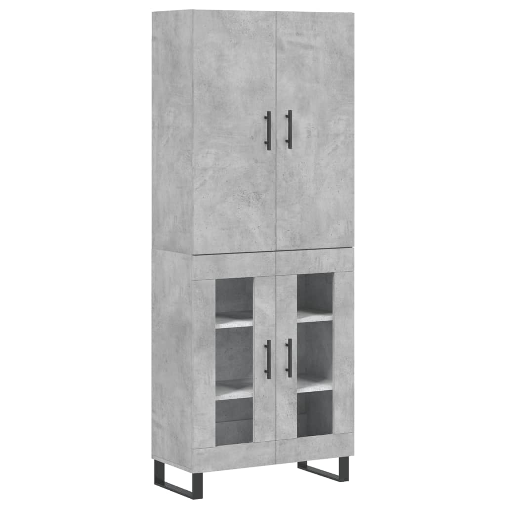 Hoge Kast 69,5X34X180 Cm Bewerkt Hout Betongrijs