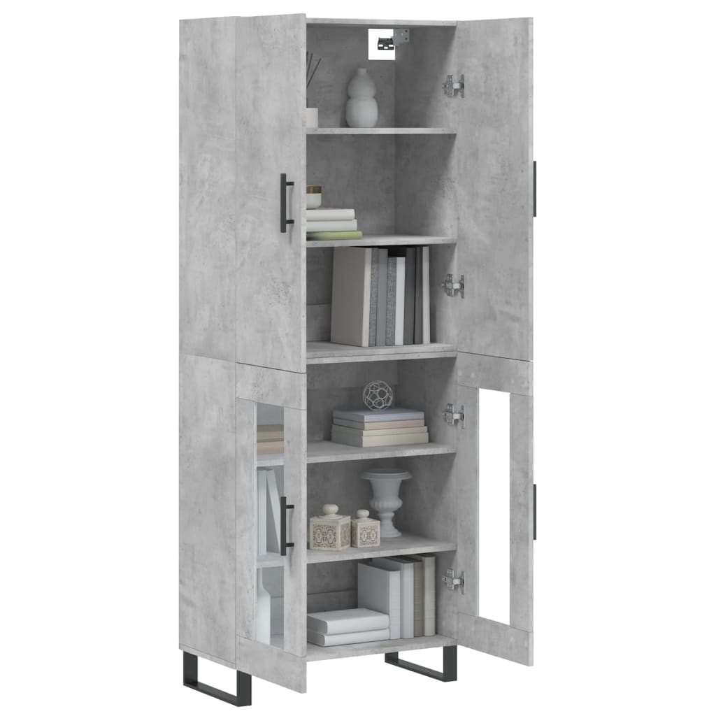 Hoge Kast 69,5X34X180 Cm Bewerkt Hout Betongrijs