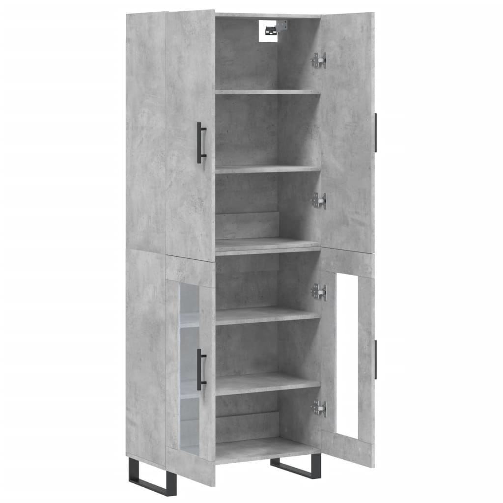 Hoge Kast 69,5X34X180 Cm Bewerkt Hout Betongrijs