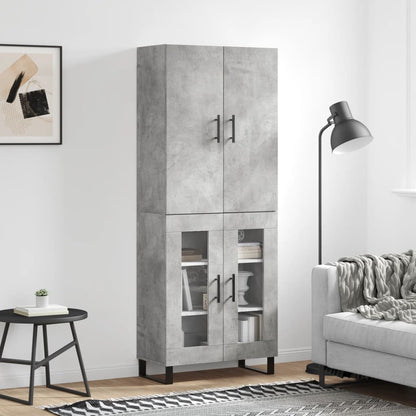 Hoge Kast 69,5X34X180 Cm Bewerkt Hout Betongrijs