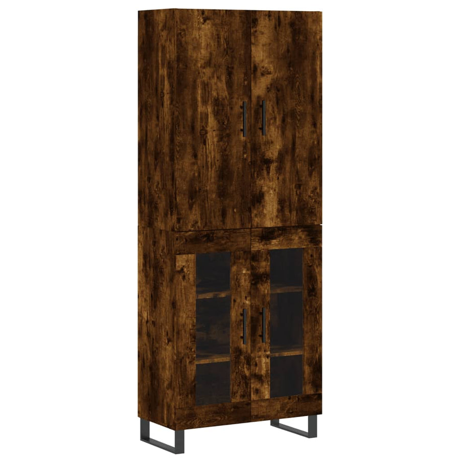 Hoge Kast 69,5X34X180 Cm Bewerkt Hout Kleurig Gerookt eiken