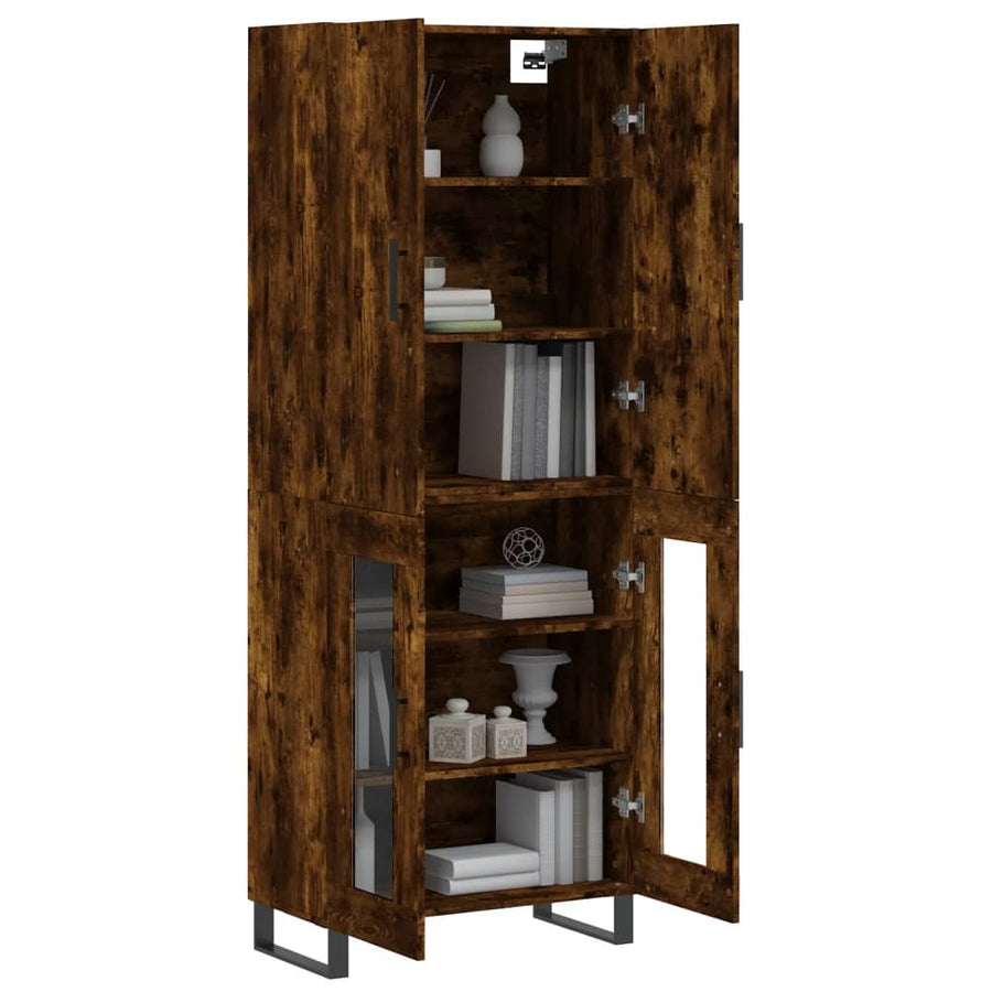 Hoge Kast 69,5X34X180 Cm Bewerkt Hout Kleurig Gerookt eiken