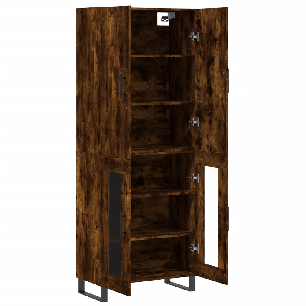Hoge Kast 69,5X34X180 Cm Bewerkt Hout Kleurig Gerookt eiken
