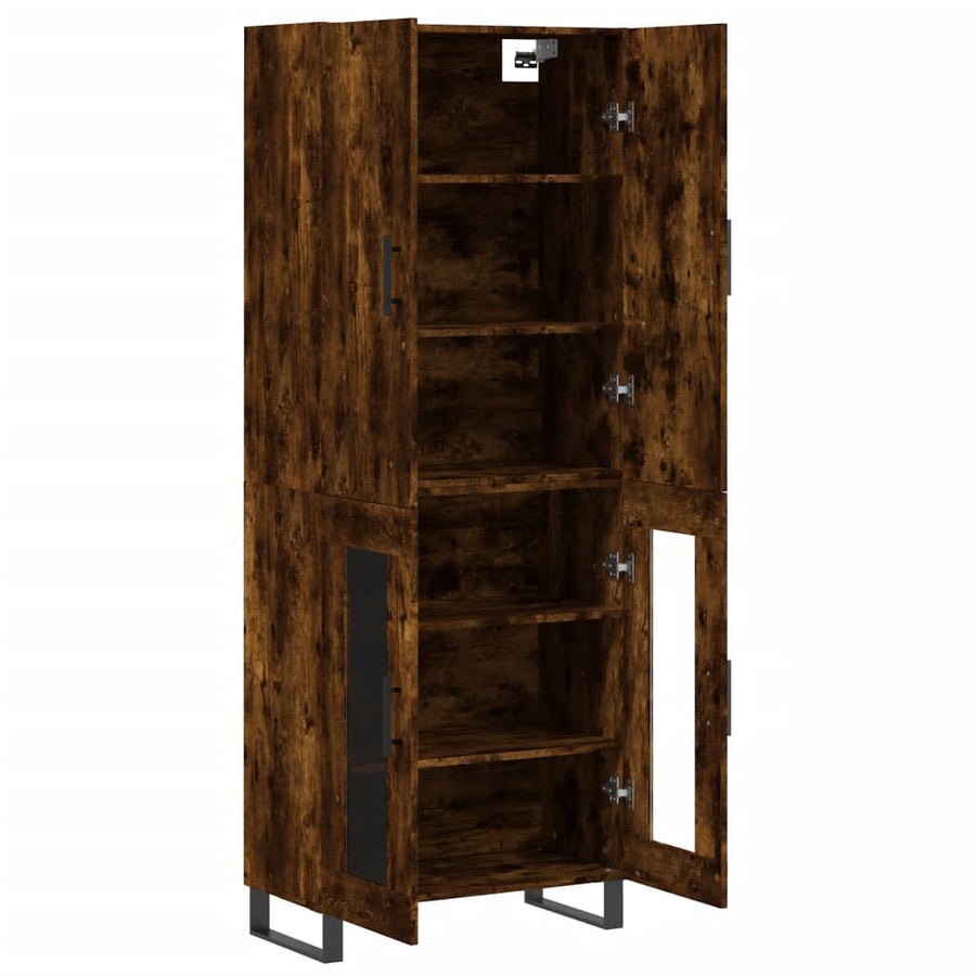 Hoge Kast 69,5X34X180 Cm Bewerkt Hout Kleurig Gerookt eiken