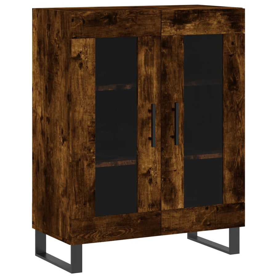 Hoge Kast 69,5X34X180 Cm Bewerkt Hout Kleurig Gerookt eiken