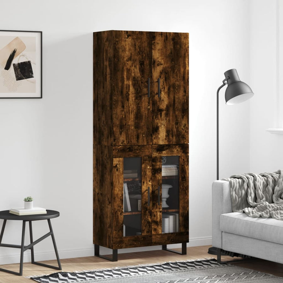 Hoge Kast 69,5X34X180 Cm Bewerkt Hout Kleurig Gerookt eiken
