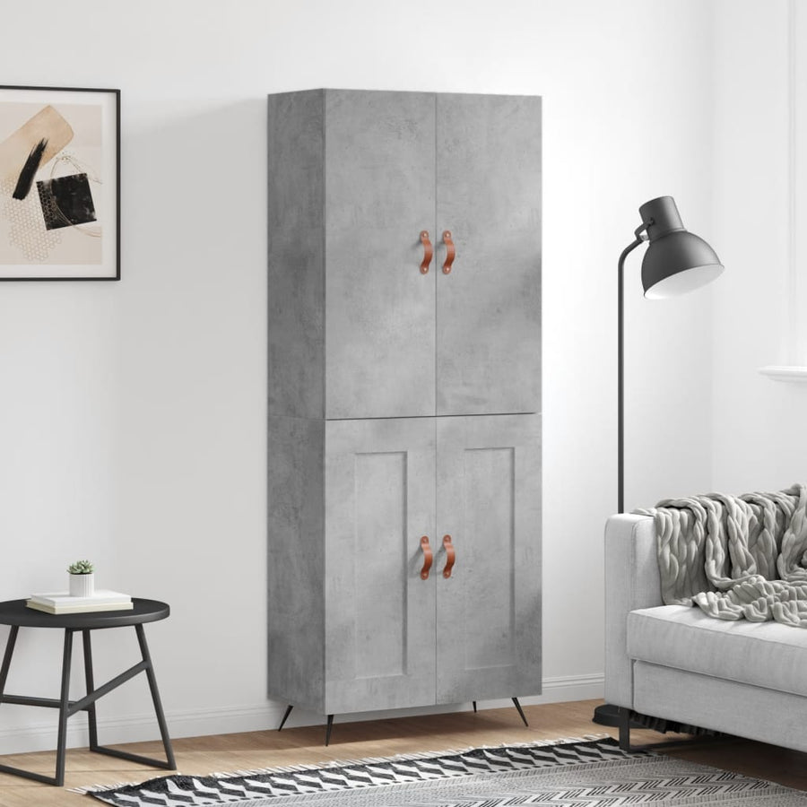 Hoge Kast 69,5X34X180 Cm Bewerkt Hout Betongrijs