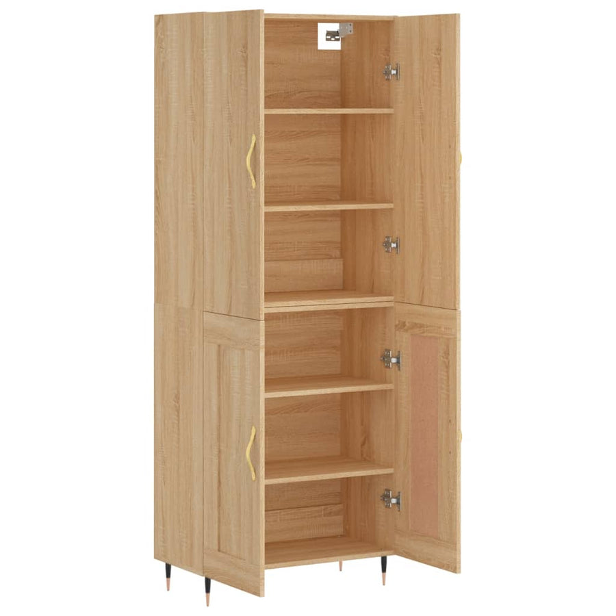 Hoge Kast 69,5X34X180 Cm Bewerkt Hout Kleurig Sonoma eiken