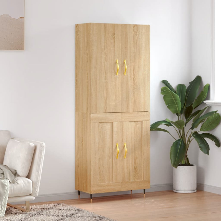 Hoge Kast 69,5X34X180 Cm Bewerkt Hout Kleurig Sonoma eiken