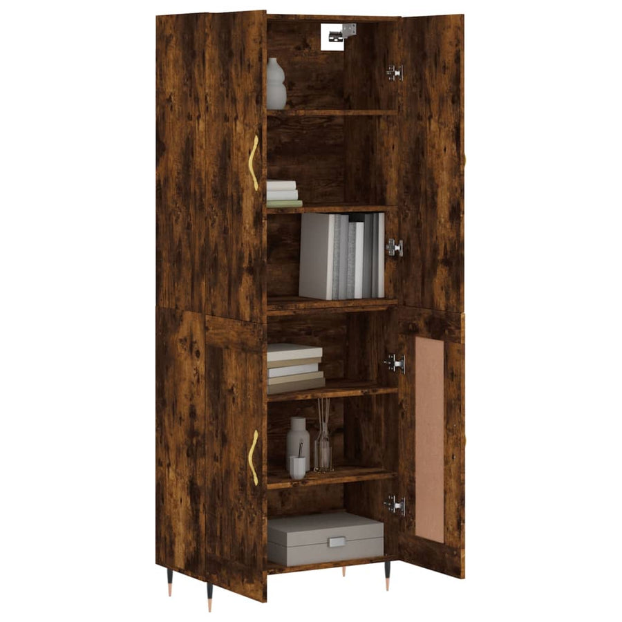 Hoge Kast 69,5X34X180 Cm Bewerkt Hout Kleurig Gerookt eiken