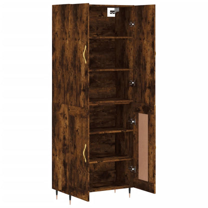 Hoge Kast 69,5X34X180 Cm Bewerkt Hout Kleurig Gerookt eiken