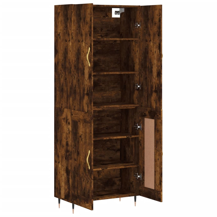 Hoge Kast 69,5X34X180 Cm Bewerkt Hout Kleurig Gerookt eiken