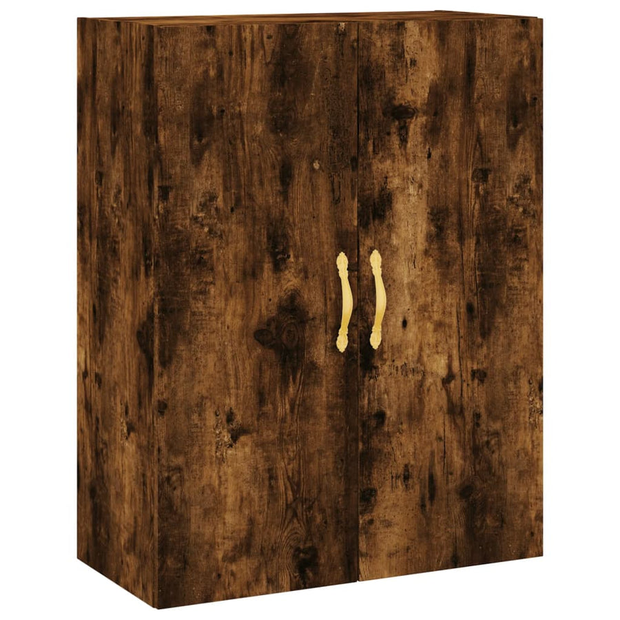 Hoge Kast 69,5X34X180 Cm Bewerkt Hout Kleurig Gerookt eiken