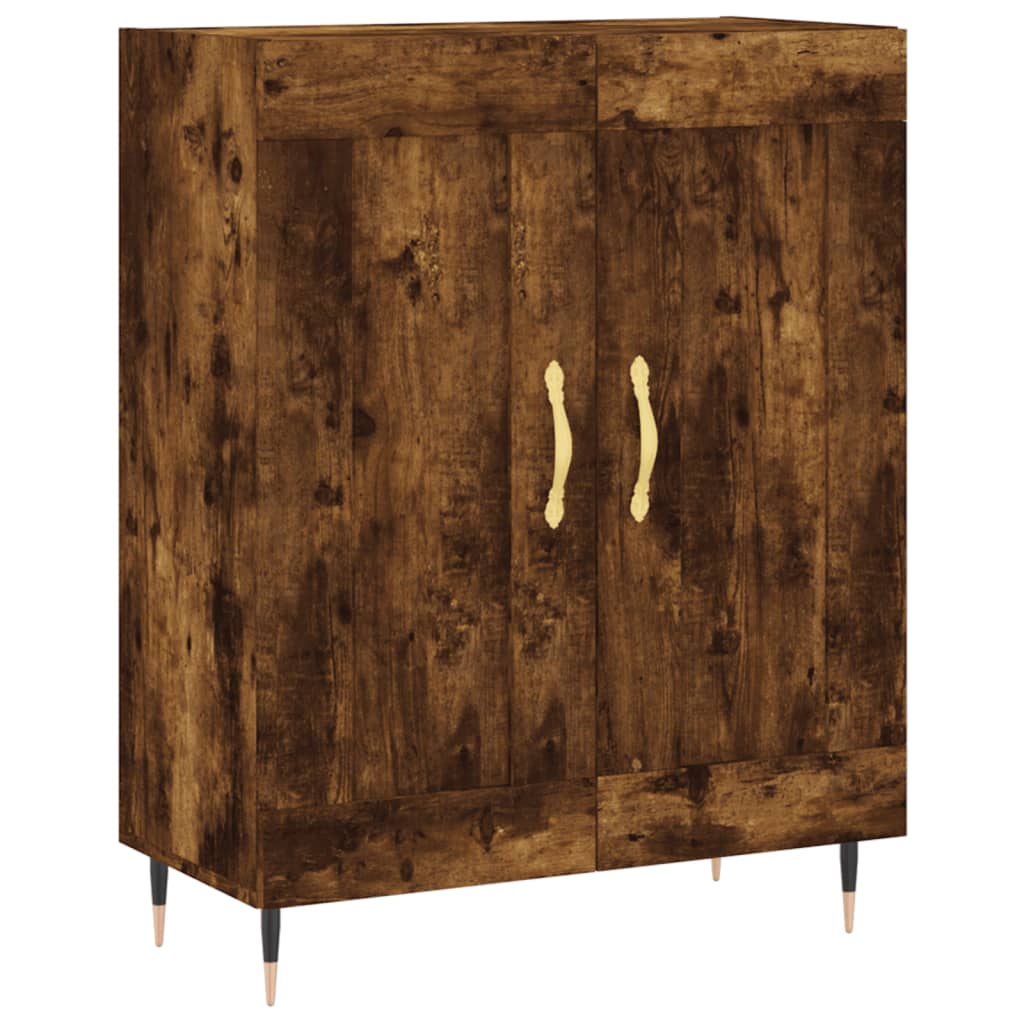 Hoge Kast 69,5X34X180 Cm Bewerkt Hout Kleurig Gerookt eiken