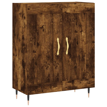Hoge Kast 69,5X34X180 Cm Bewerkt Hout Kleurig Gerookt eiken