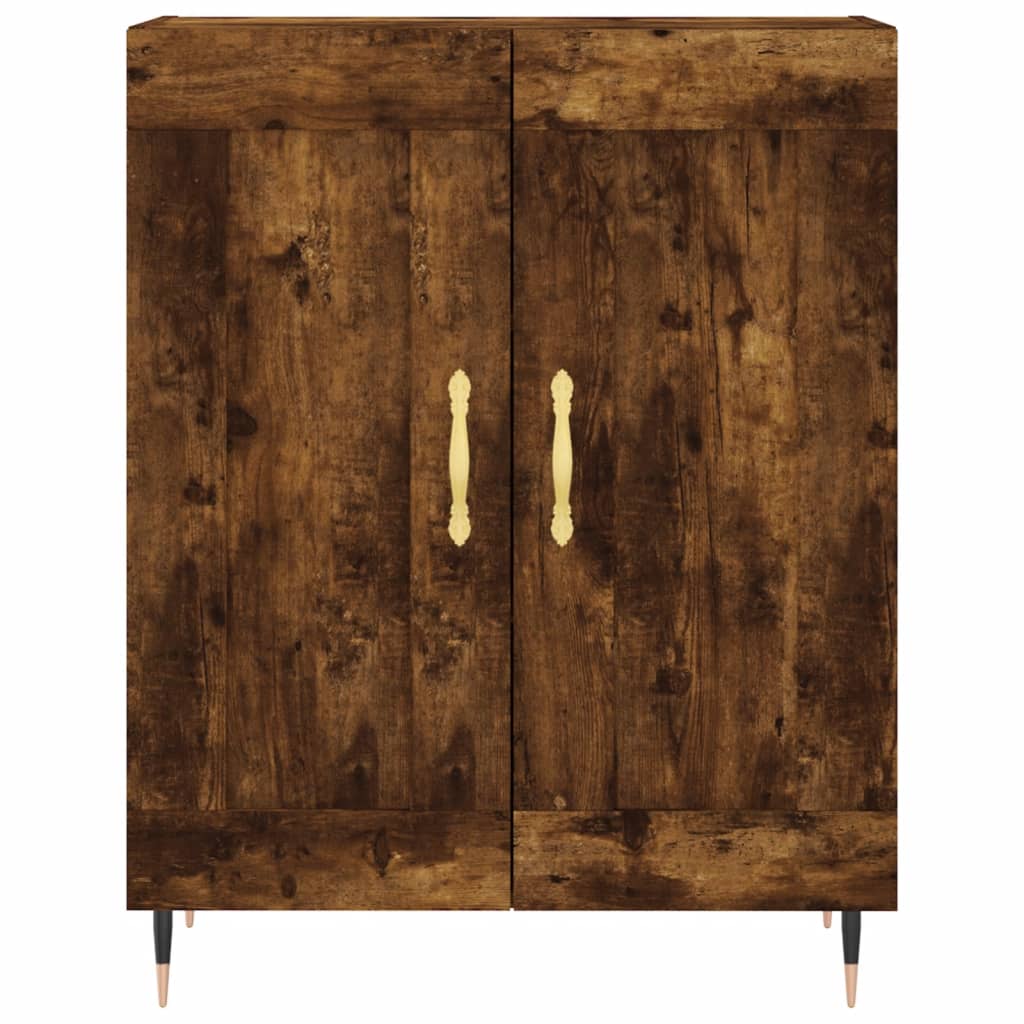 Hoge Kast 69,5X34X180 Cm Bewerkt Hout Kleurig Gerookt eiken