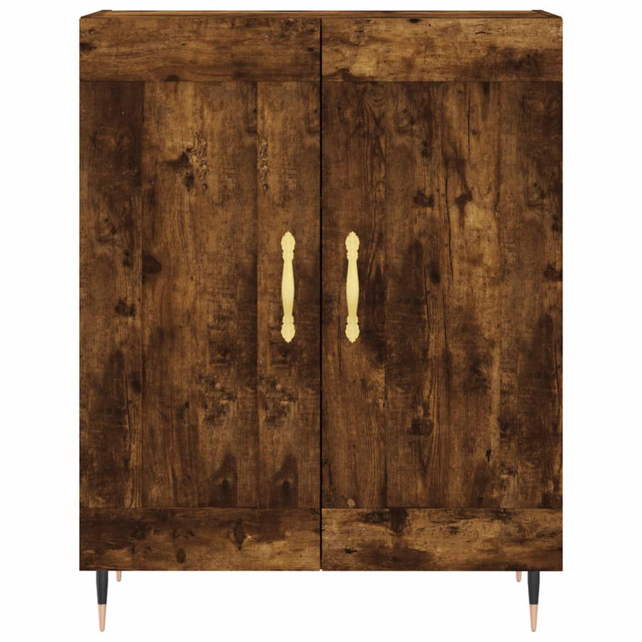 Hoge Kast 69,5X34X180 Cm Bewerkt Hout Kleurig Gerookt eiken