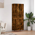 Hoge kast 69,5x34x180 cm bewerkt hout gerookt eiken