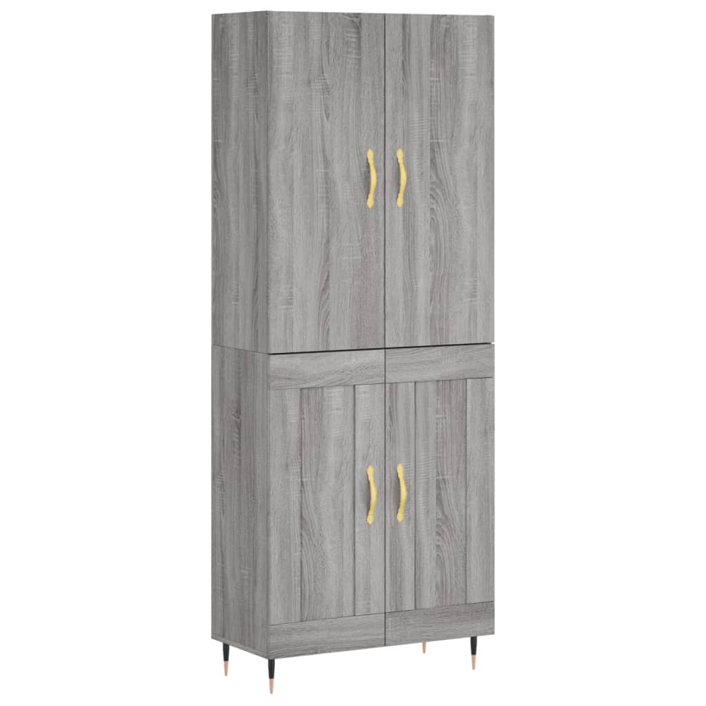 Hoge Kast 69,5X34X180 Cm Bewerkt Hout Eikenkleurig Grijs sonoma