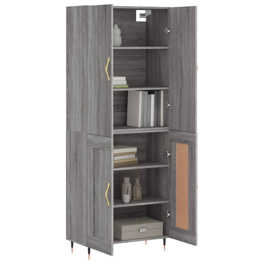 Hoge Kast 69,5X34X180 Cm Bewerkt Hout Eikenkleurig Grijs sonoma