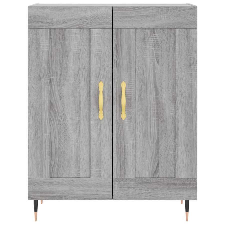 Hoge Kast 69,5X34X180 Cm Bewerkt Hout Eikenkleurig Grijs sonoma