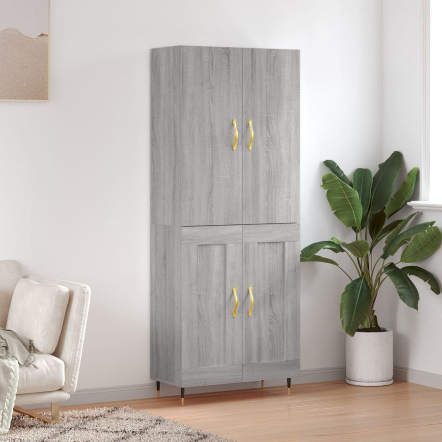 Hoge Kast 69,5X34X180 Cm Bewerkt Hout Eikenkleurig Grijs sonoma