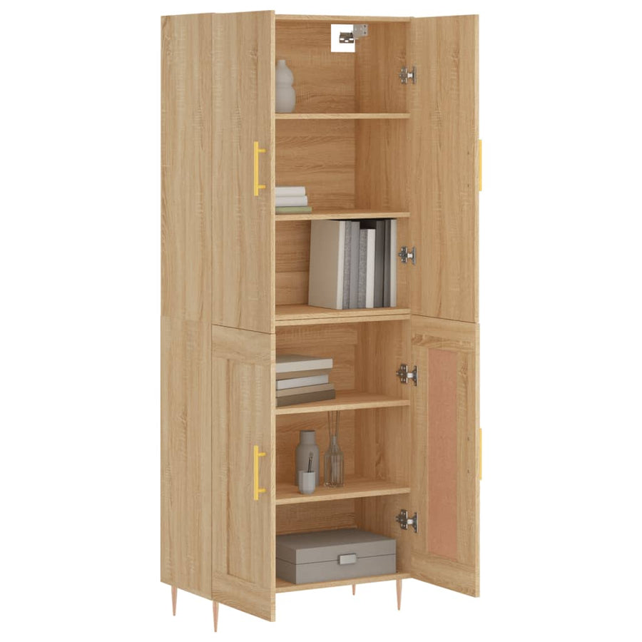Hoge Kast 69,5X34X180 Cm Bewerkt Hout Kleurig Sonoma eiken