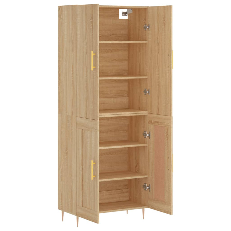 Hoge Kast 69,5X34X180 Cm Bewerkt Hout Kleurig Sonoma eiken