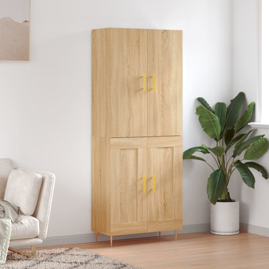 Hoge Kast 69,5X34X180 Cm Bewerkt Hout Kleurig Sonoma eiken