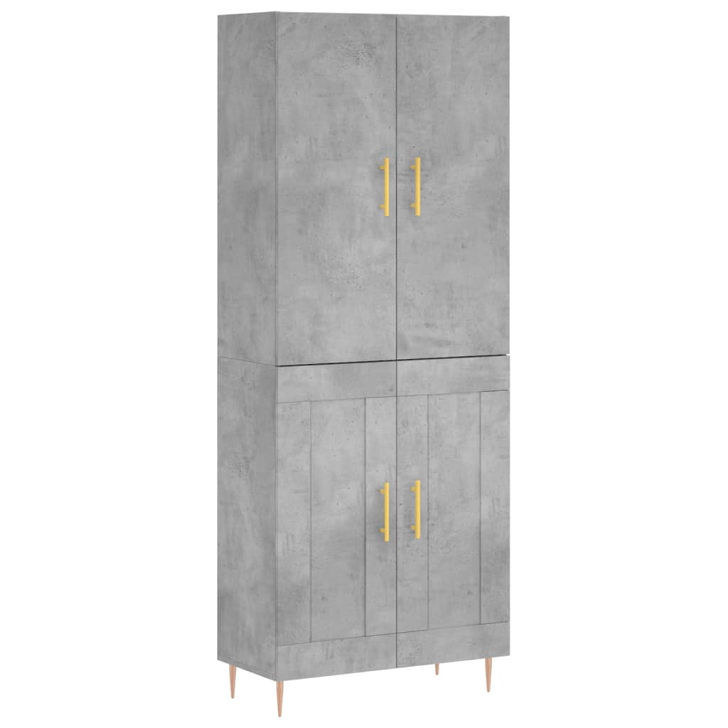Hoge Kast 69,5X34X180 Cm Bewerkt Hout Betongrijs