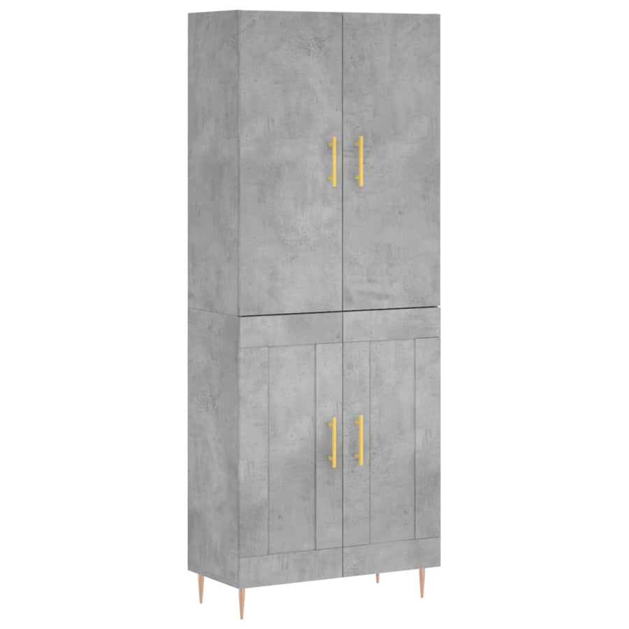 Hoge Kast 69,5X34X180 Cm Bewerkt Hout Betongrijs