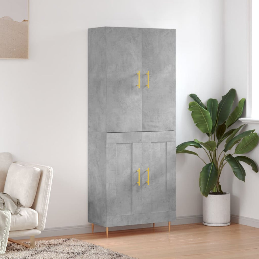 Hoge Kast 69,5X34X180 Cm Bewerkt Hout Betongrijs