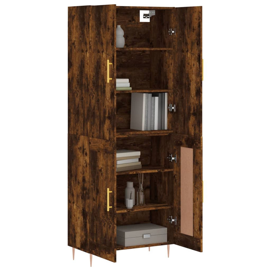 Hoge kast 69,5x34x180 cm bewerkt hout gerookt eikenkleurig