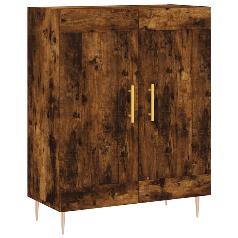 Hoge kast 69,5x34x180 cm bewerkt hout gerookt eikenkleurig