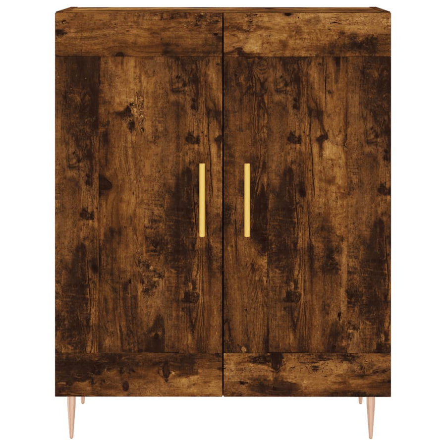 Hoge kast 69,5x34x180 cm bewerkt hout gerookt eikenkleurig
