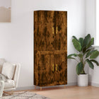 Hoge kast 69,5x34x180 cm bewerkt hout gerookt eiken