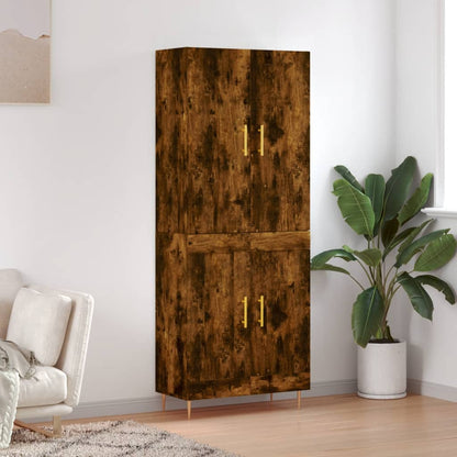 Hoge kast 69,5x34x180 cm bewerkt hout gerookt eikenkleurig