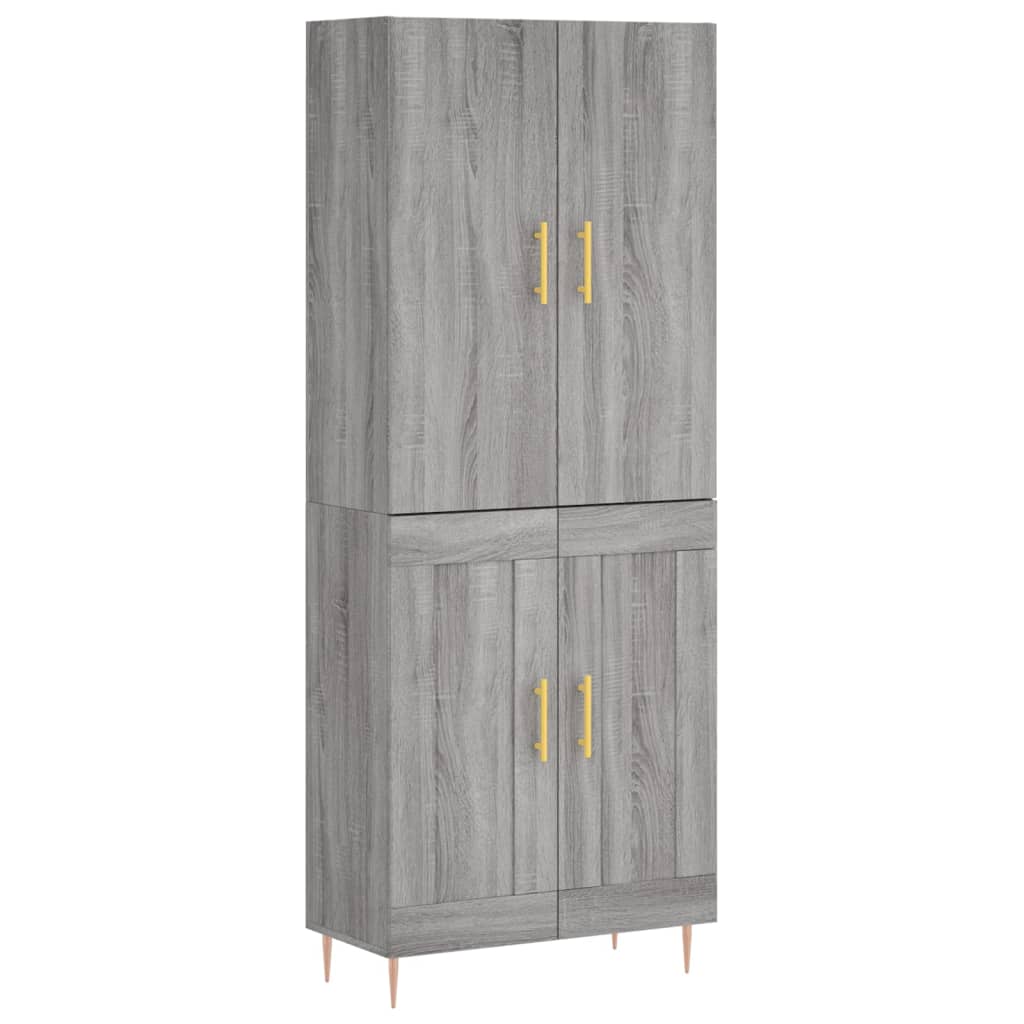 Hoge Kast 69,5X34X180 Cm Bewerkt Hout Eikenkleurig Grijs sonoma
