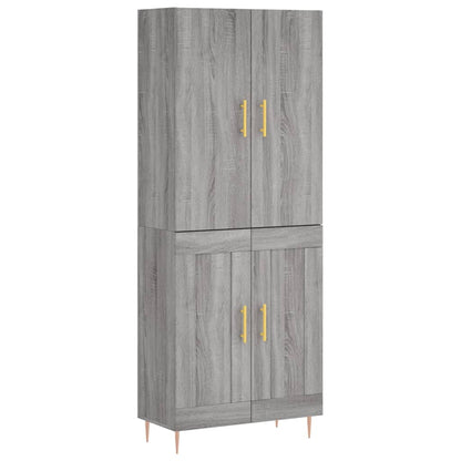 Hoge Kast 69,5X34X180 Cm Bewerkt Hout Eikenkleurig Grijs sonoma