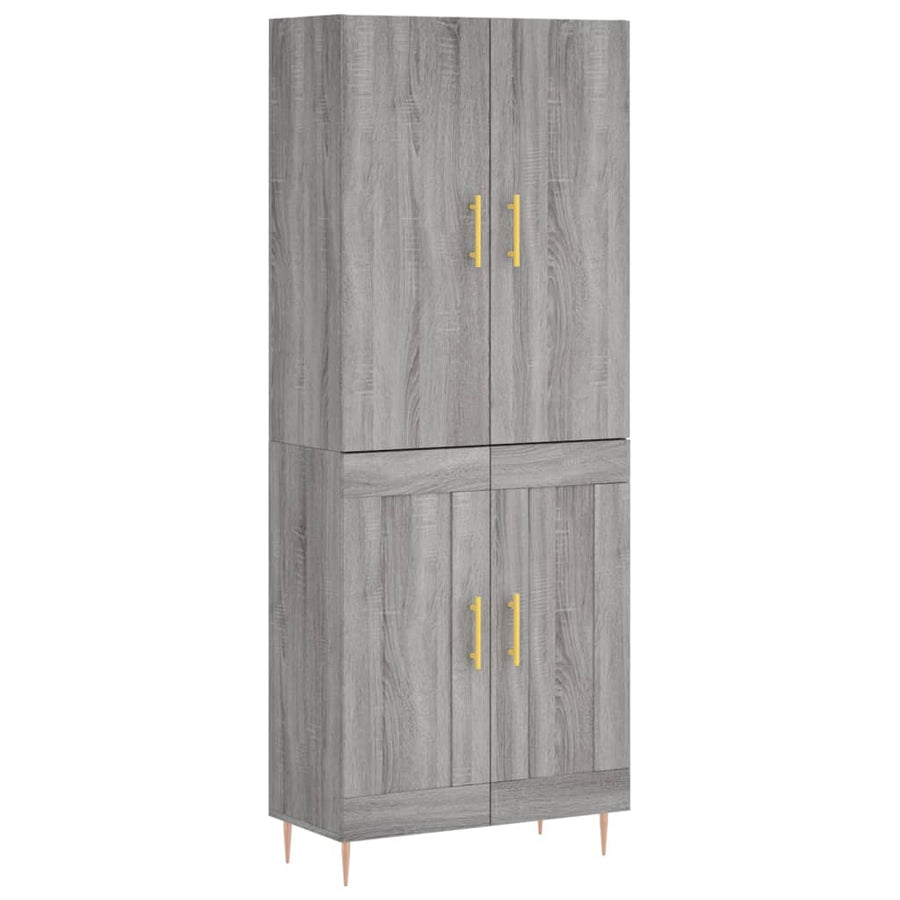 Hoge Kast 69,5X34X180 Cm Bewerkt Hout Eikenkleurig Grijs sonoma