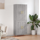 Hoge kast 69,5x34x180 cm bewerkt hout grijs