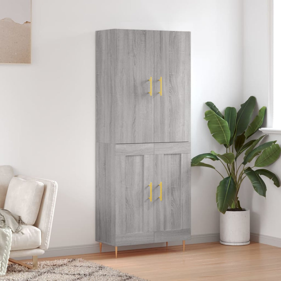 Hoge Kast 69,5X34X180 Cm Bewerkt Hout Eikenkleurig Grijs sonoma