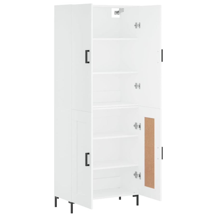 Hoge kast 69,5x34x180 cm bewerkt hout wit